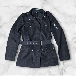 Lauren Ralph Lauren Utility Full Zip Snap M Jacket Waist Belted LRL W/Pockets